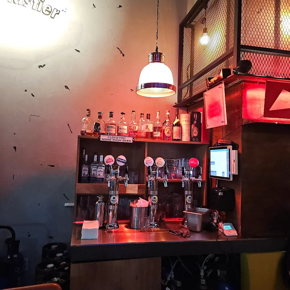 A section of the store with striking lighting and interior design
