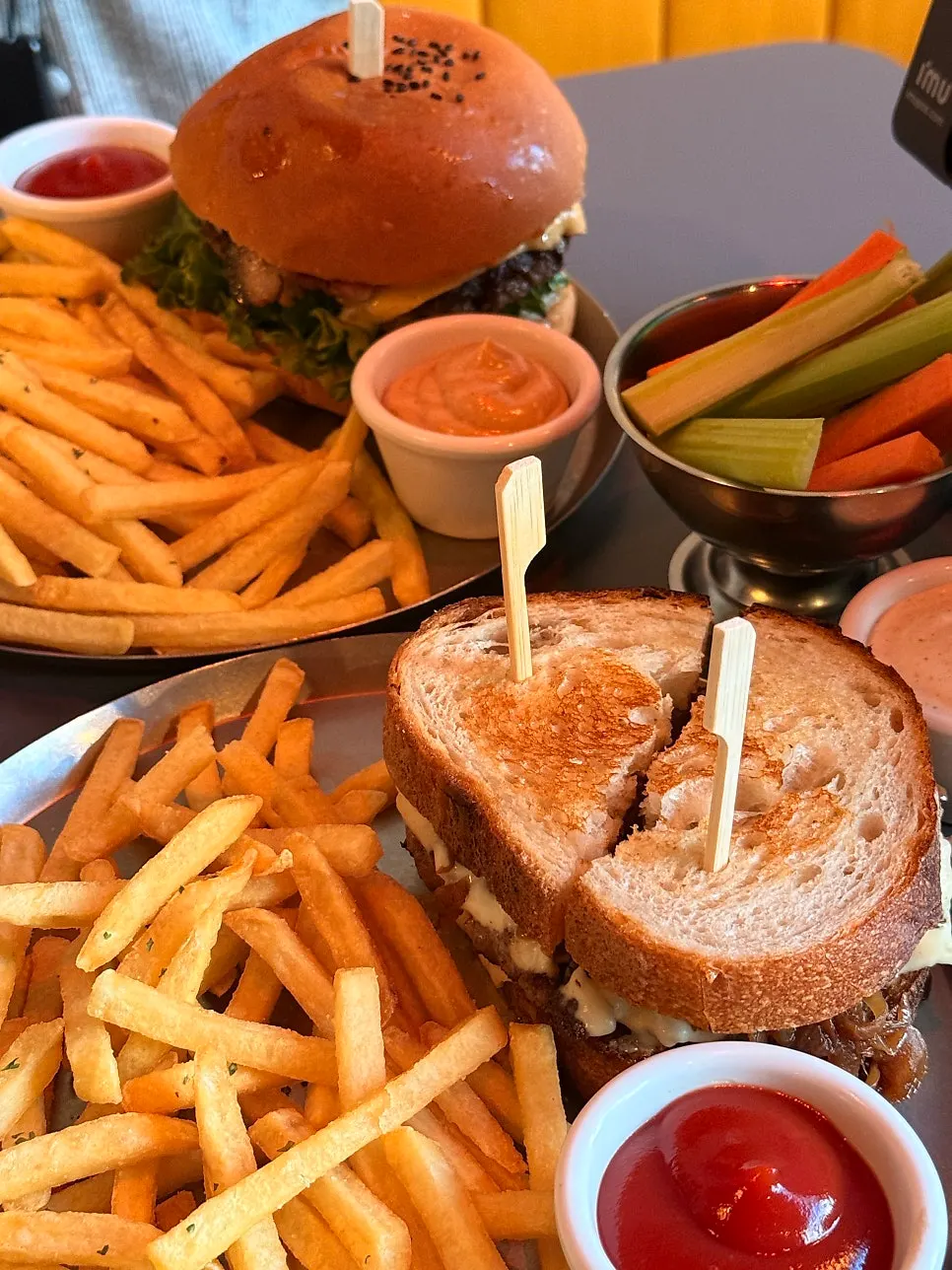 Handmade burger and fries at Daily Fix Euljiro