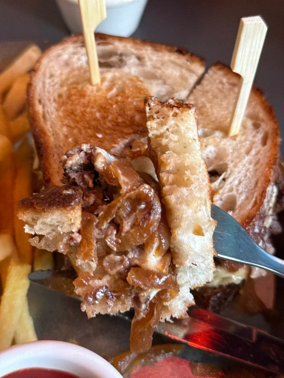 Plate with Patty Melt and fries