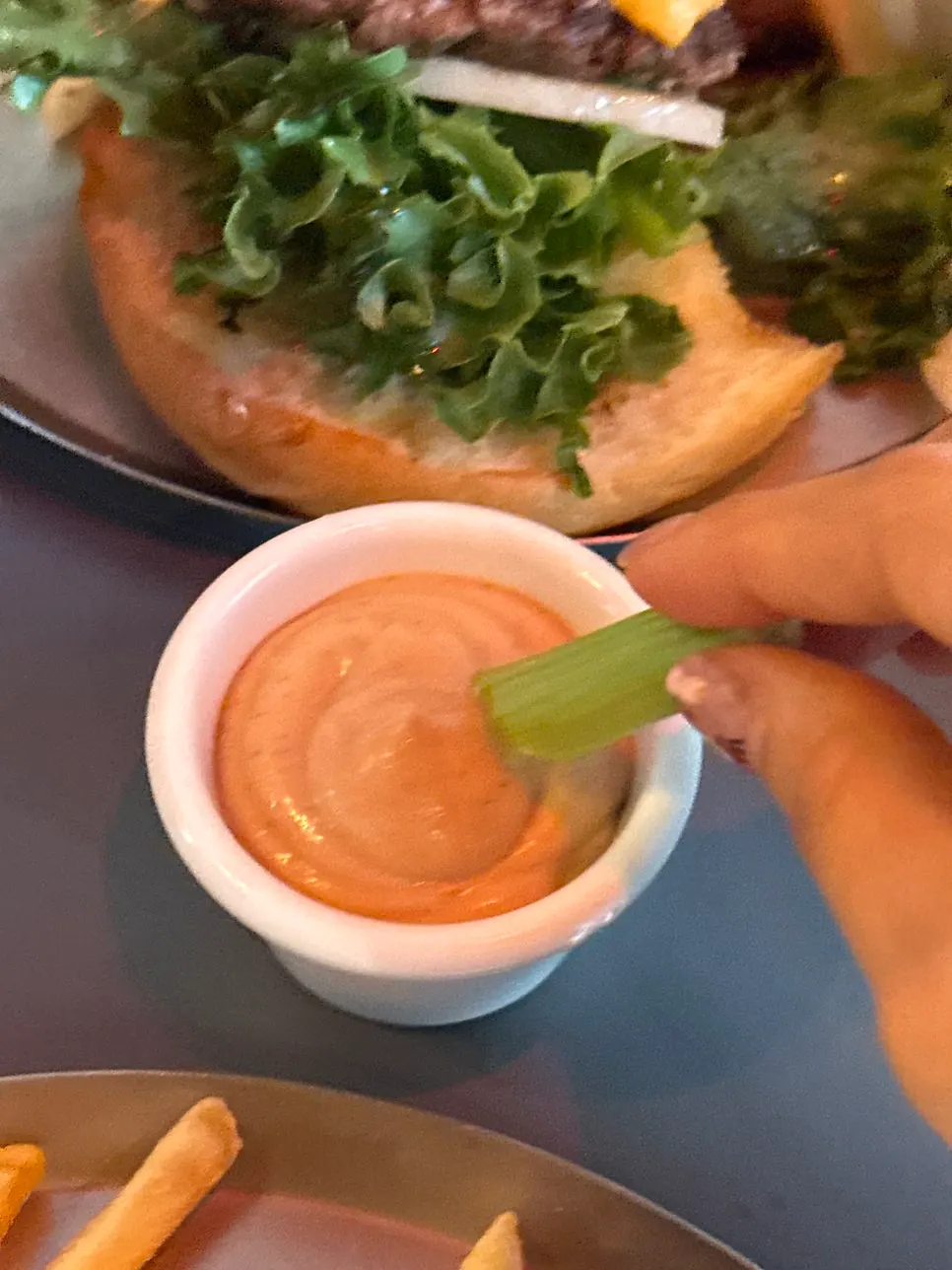 Side plate of vegetable sticks with sauce