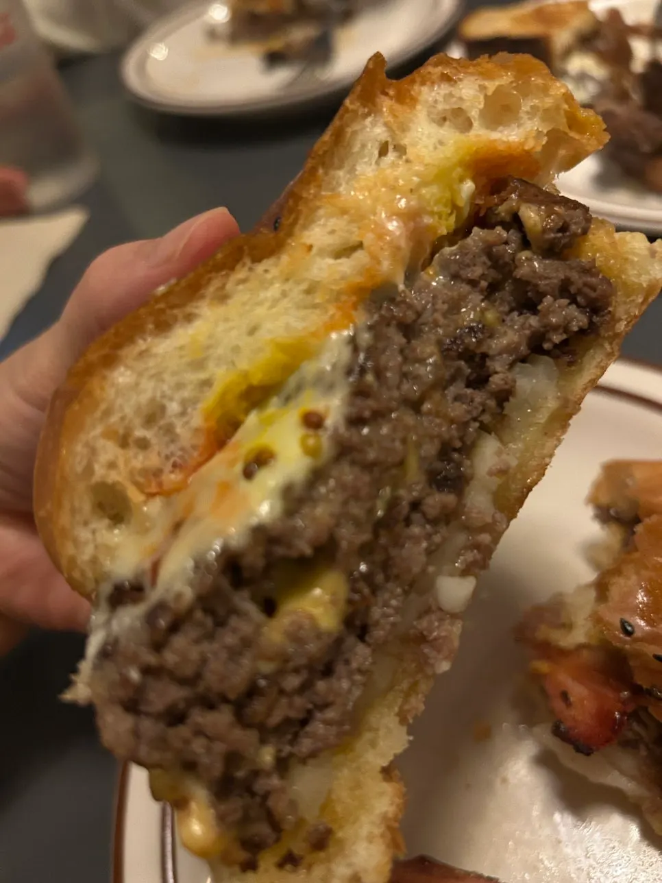 Double Cheese Burger showing two hanwoo patties and melted cheese