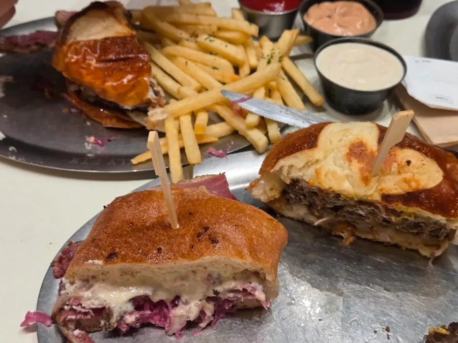 Table at Daily Fix with leftover fries and sauces