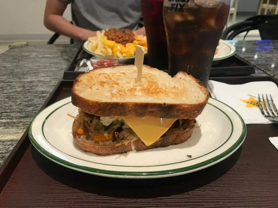 Close-up of a burger from Daily Fix in Hannam-dong