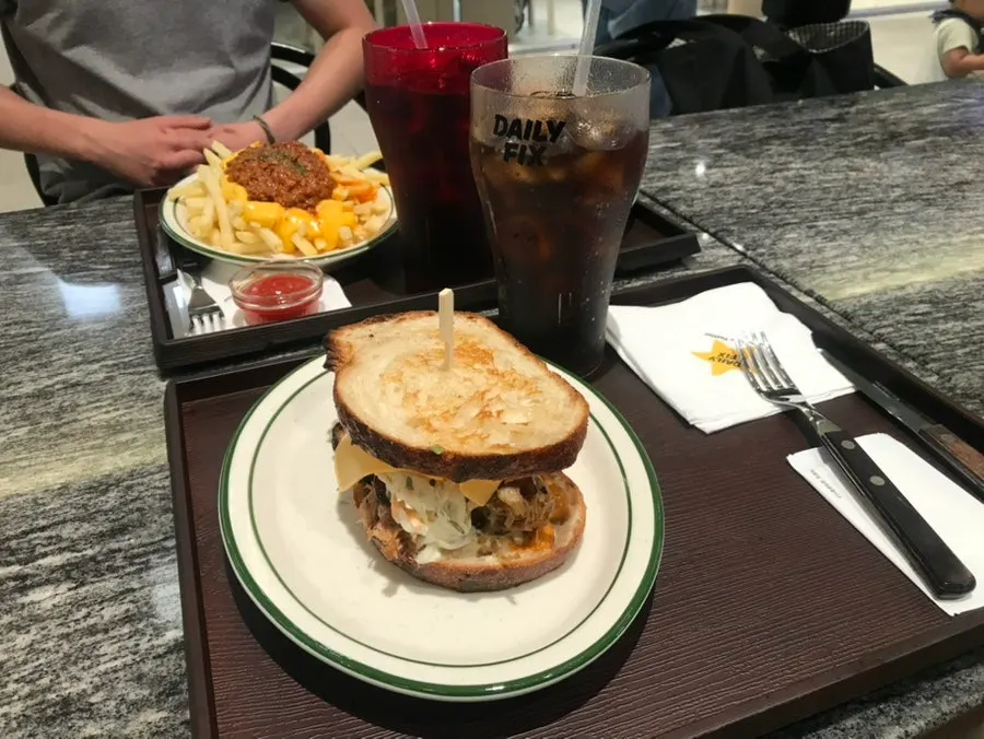 Cross-section of the pulled pork sandwich
