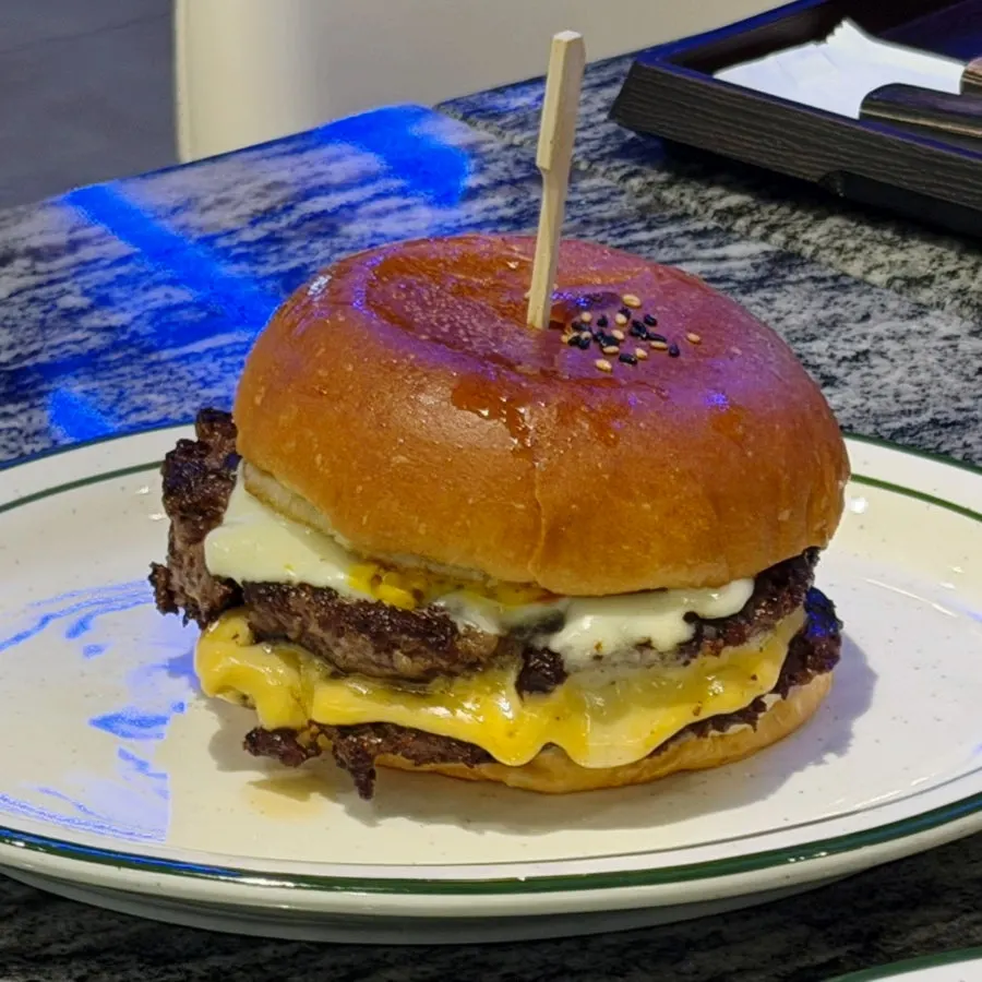 Burger and sandwich set on the table