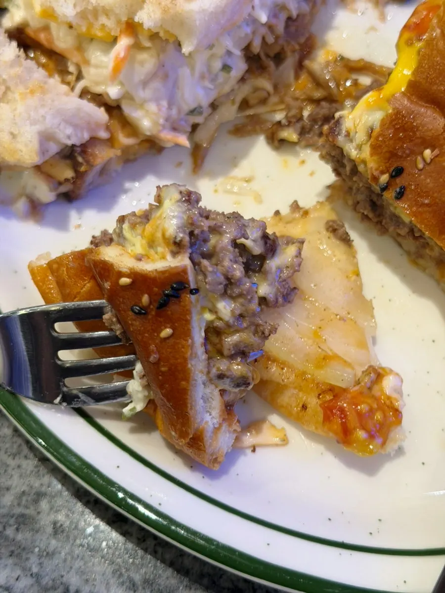 Close-up of the meaty hanwoo patty