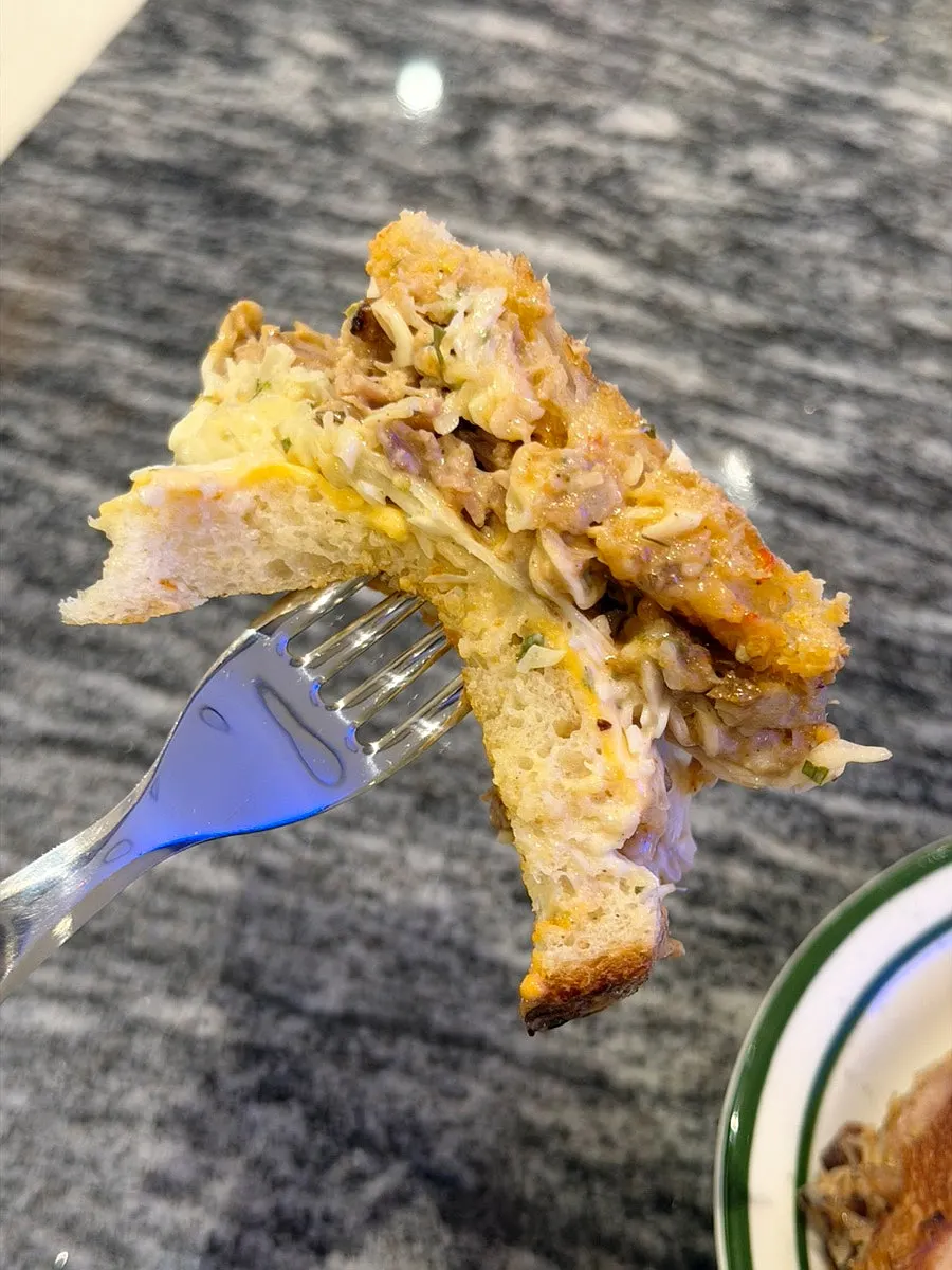 A piece of the pulled pork sandwich
