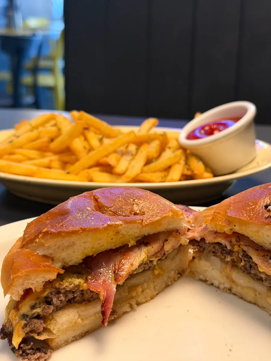 Burger and fries table setting at Daily Fix Seocho Gyodae Branch