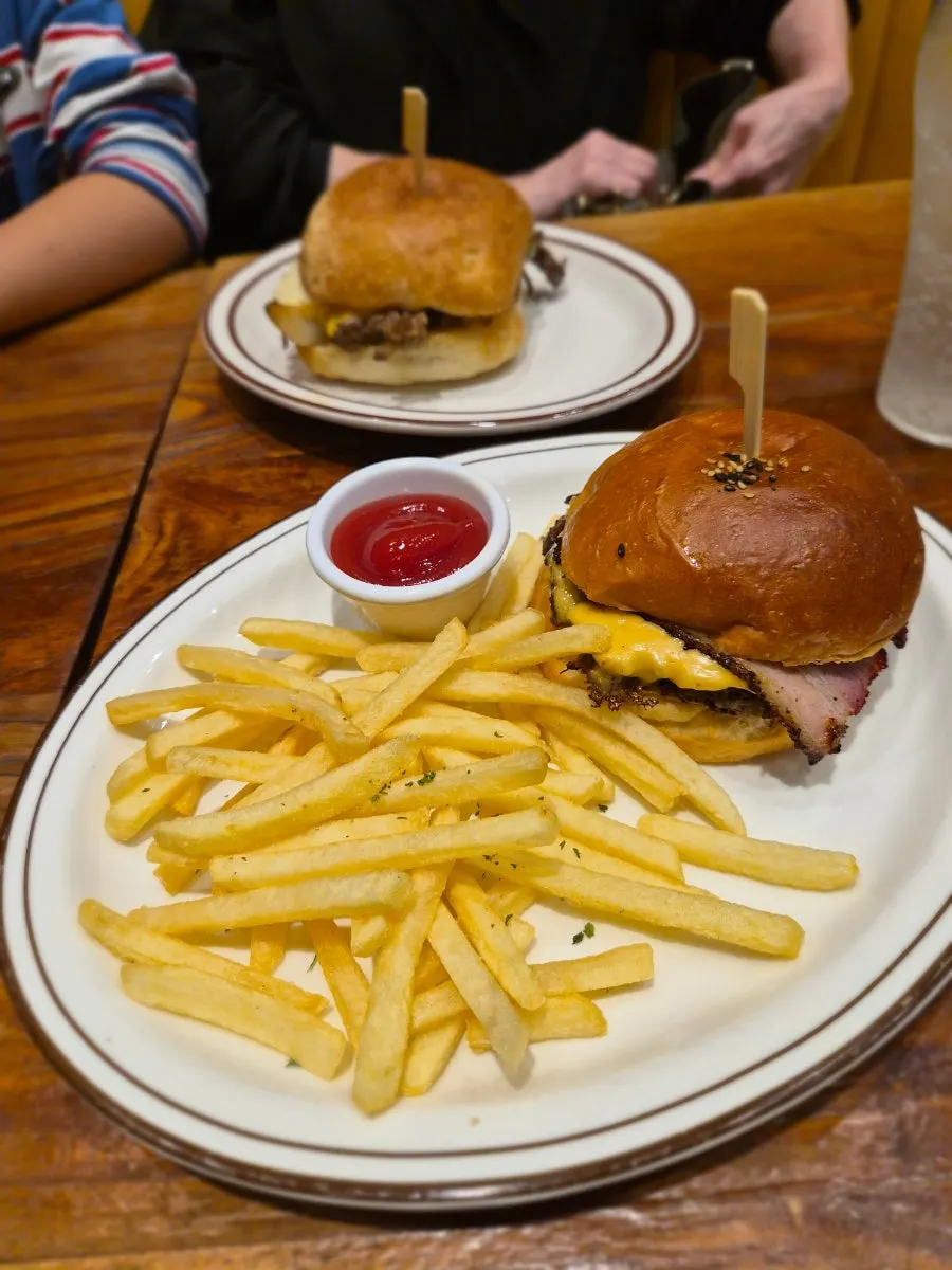 Close-up of the handmade burger with melted cheese
