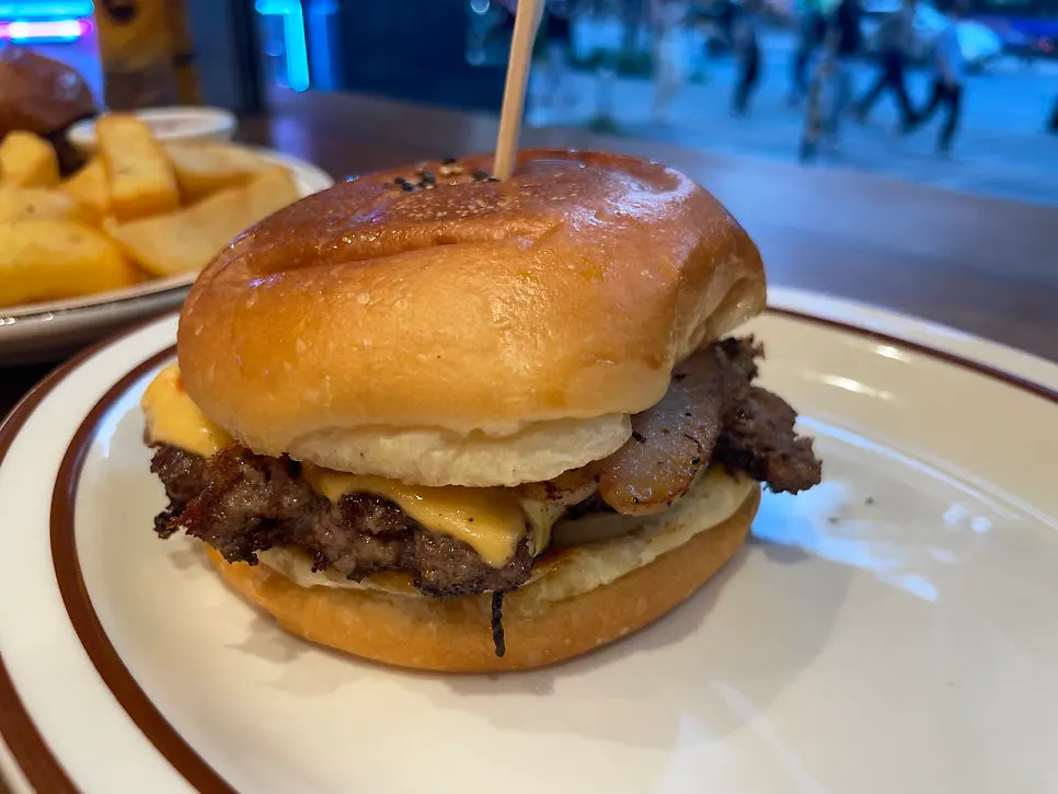 Thickness of the double cheeseburger patty