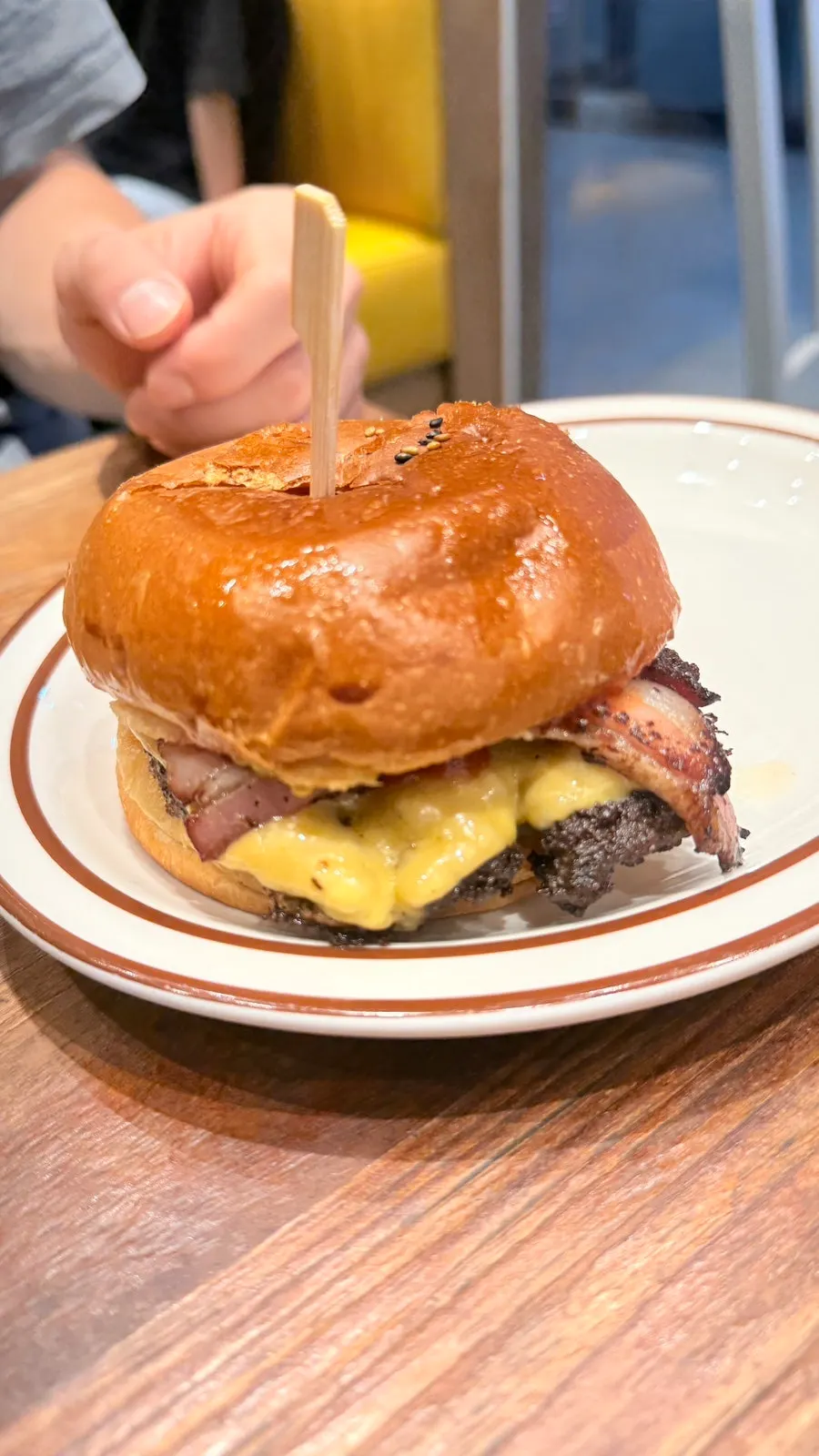 Menu listing burgers and side dishes