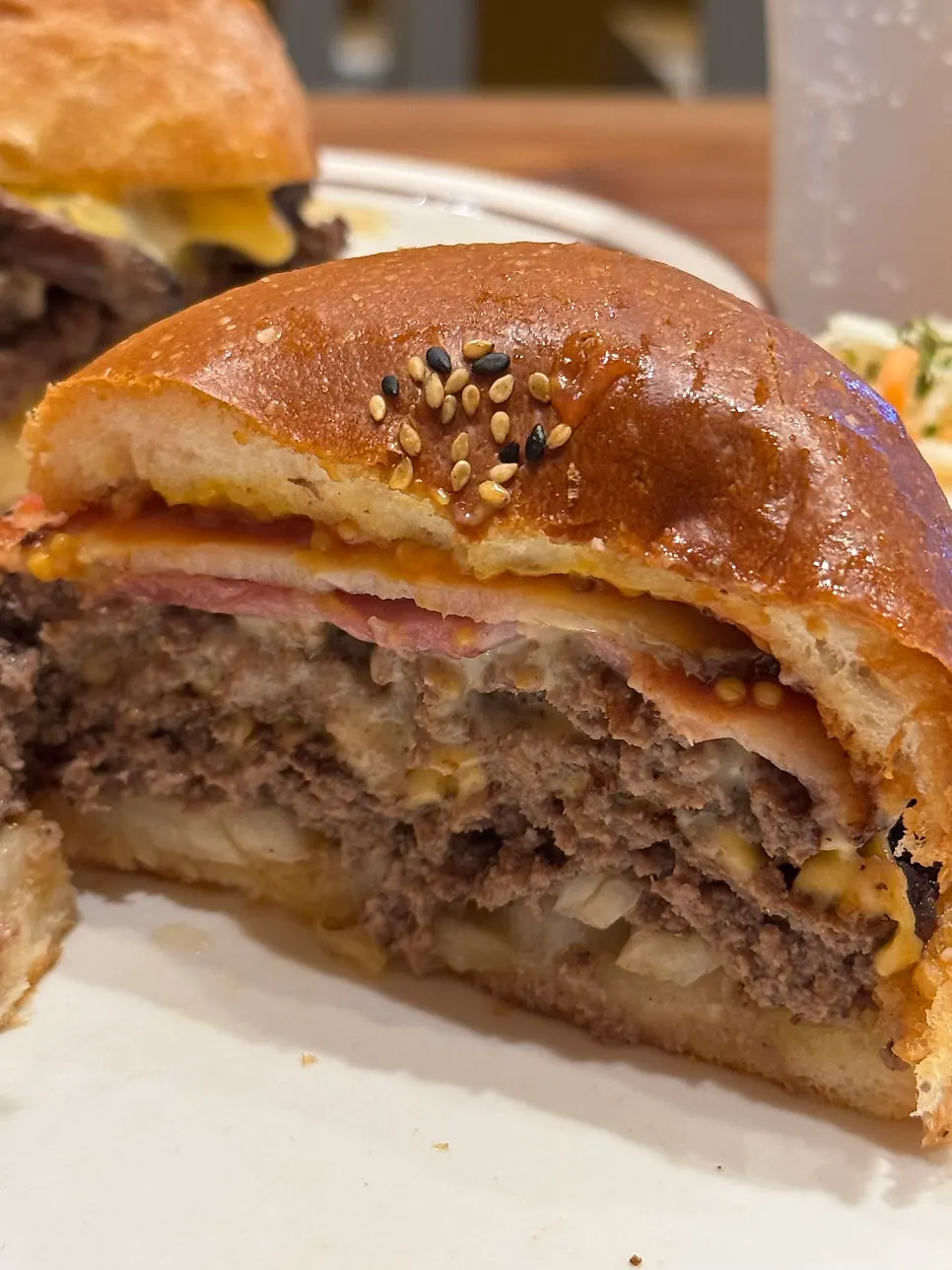 Double cheeseburger with two extra strips of house-made bacon