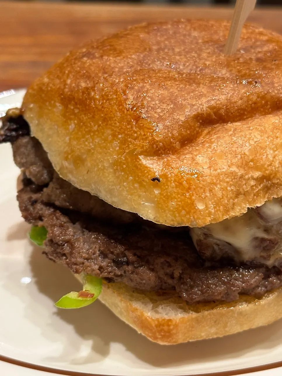 Philly cheesesteak sandwich with a ciabatta-like bun