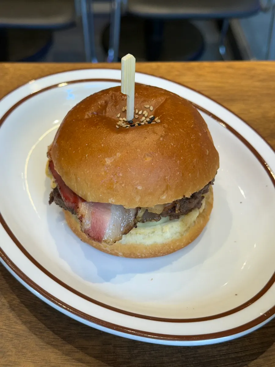 Bacon Cheese Burger plated at Daily Fix