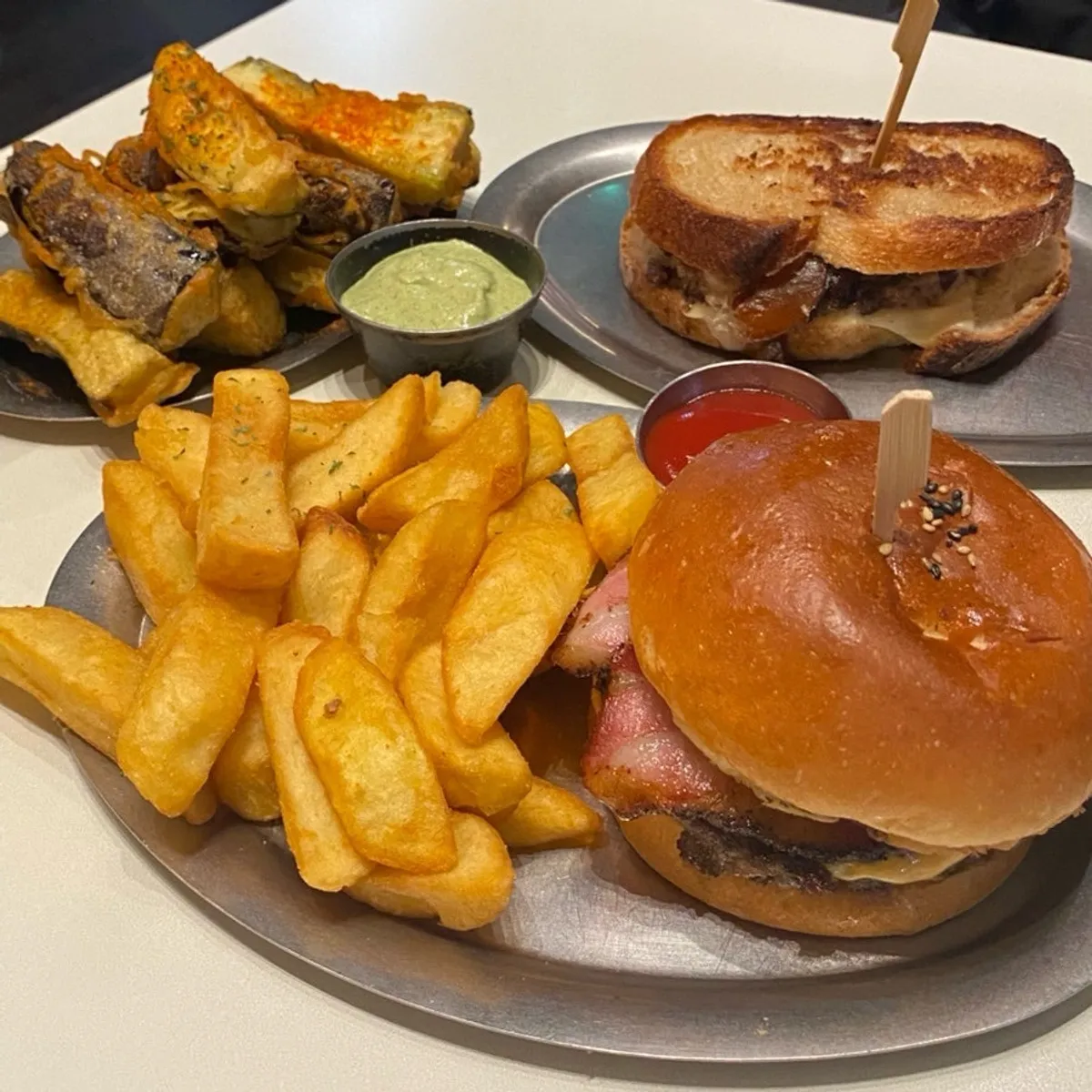 Close-up of a handmade burger at Daily Fix Gangnam Main Branch