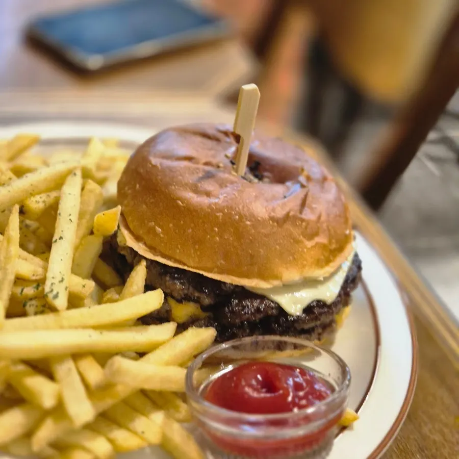 Double cheeseburger with two Korean beef patties