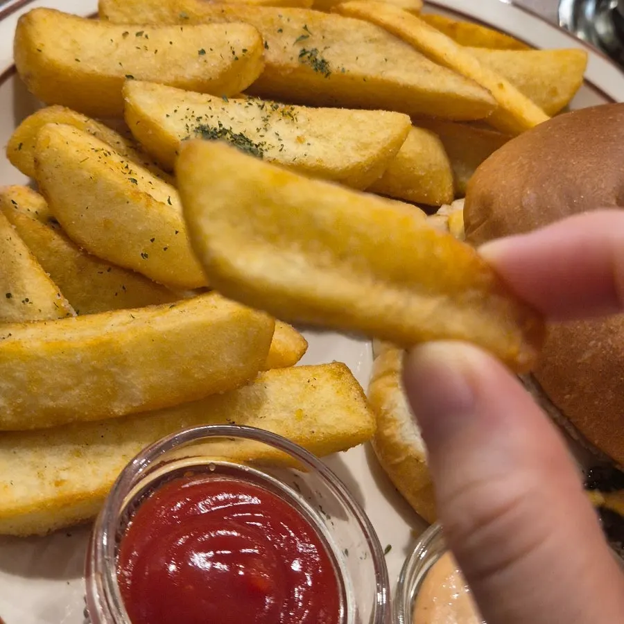 Close-up of crispy 18mm-thick fries