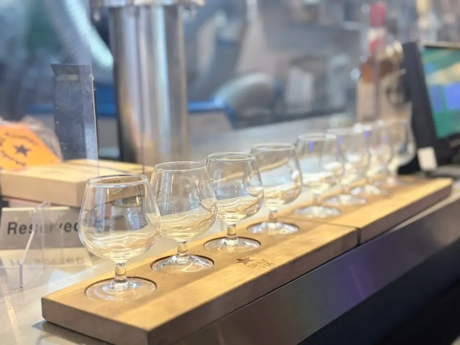 Liquor bottles displayed on the shelf
