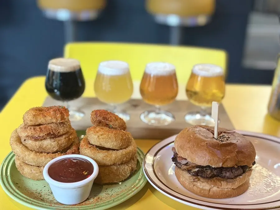 The four-beer lineup of the sampler