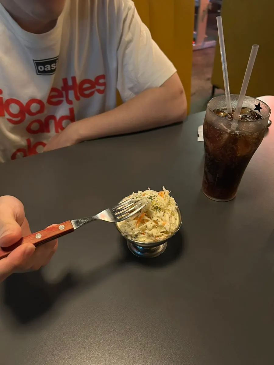 Coleslaw served first