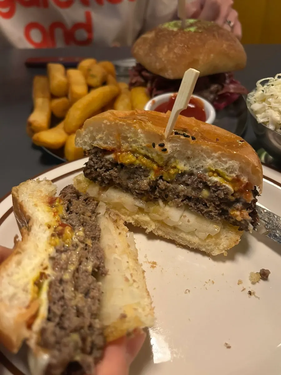 Double cheeseburger with two stacked patties