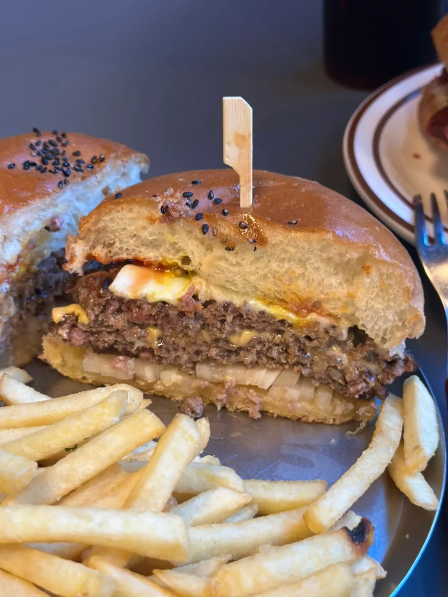 Double cheese burger with two Hanwoo beef patties