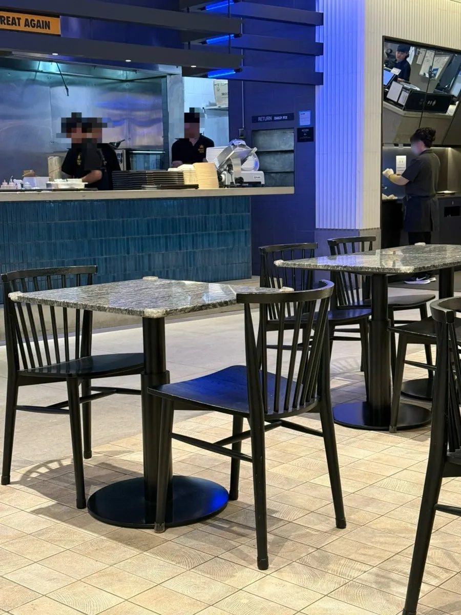 A food court table comfortable for solo dining