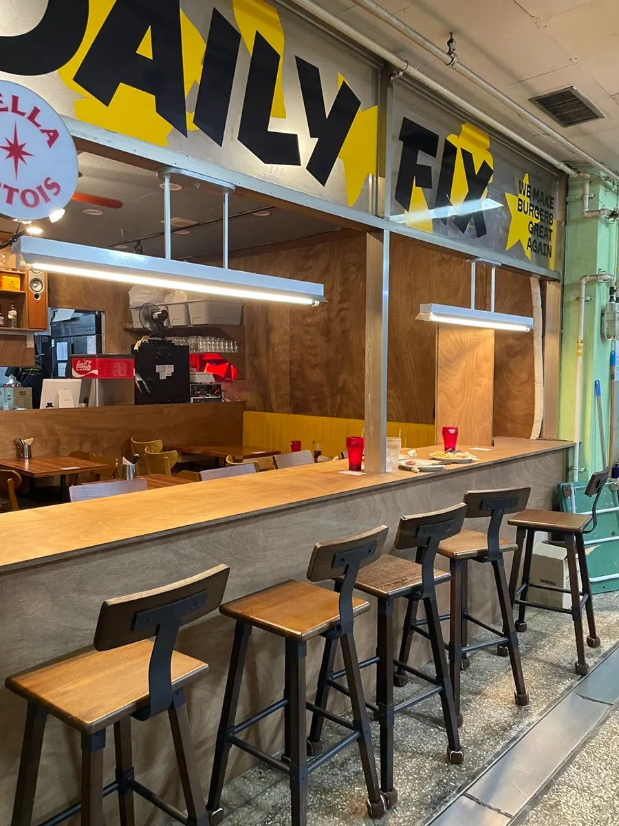 Interior seating at Daily Fix with an American diner feel