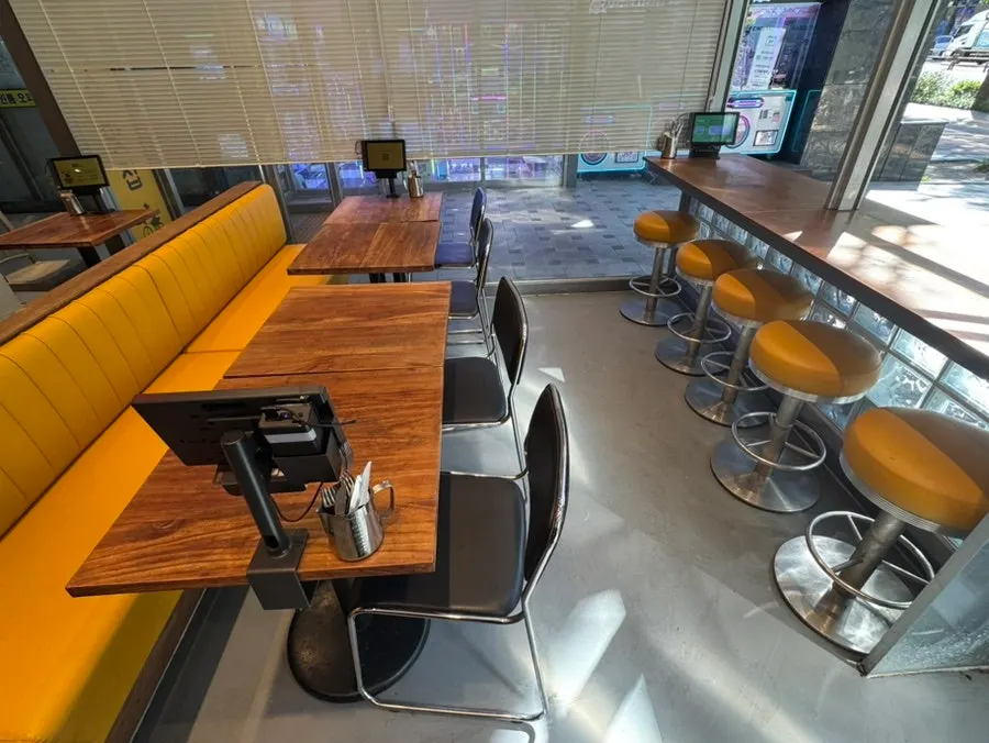 Bar table seats good for solo dining