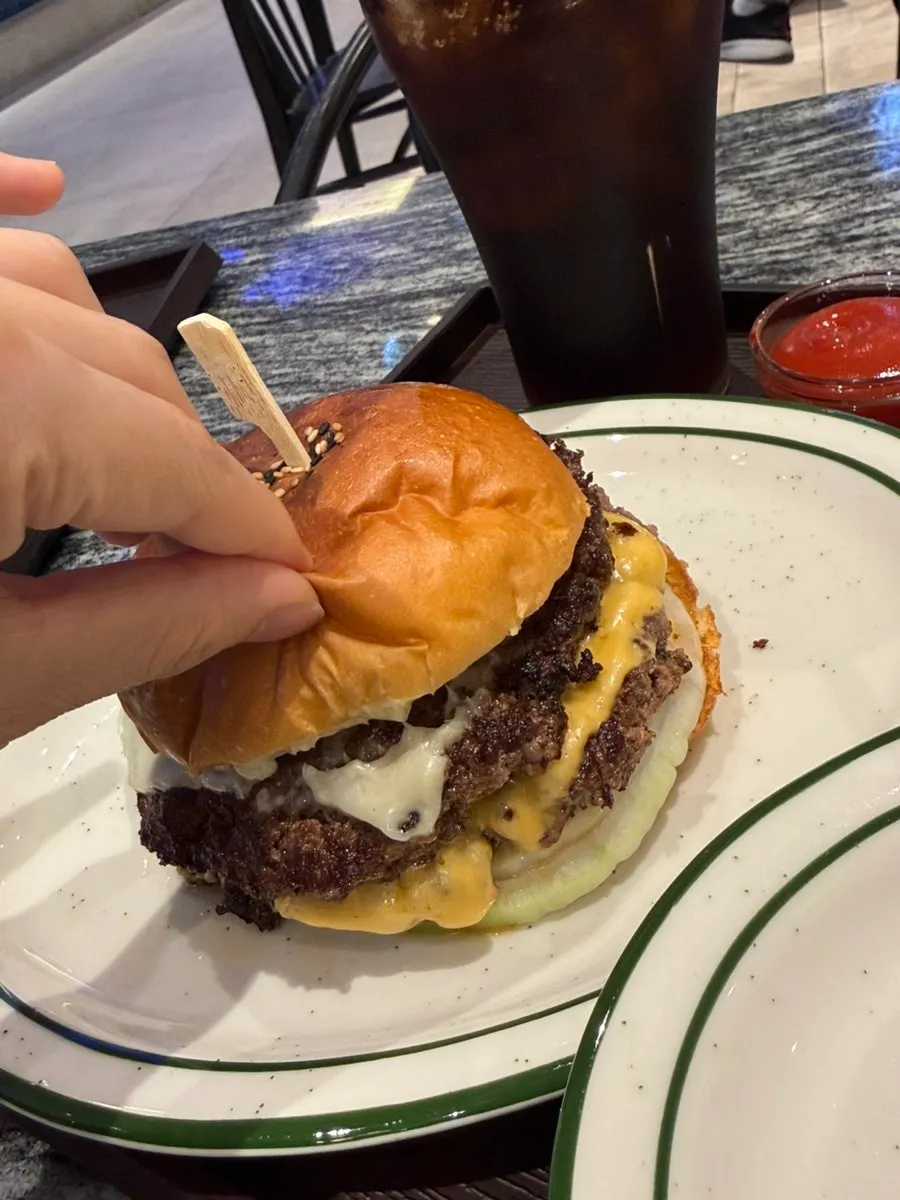 Double cheeseburger with two kinds of cheese