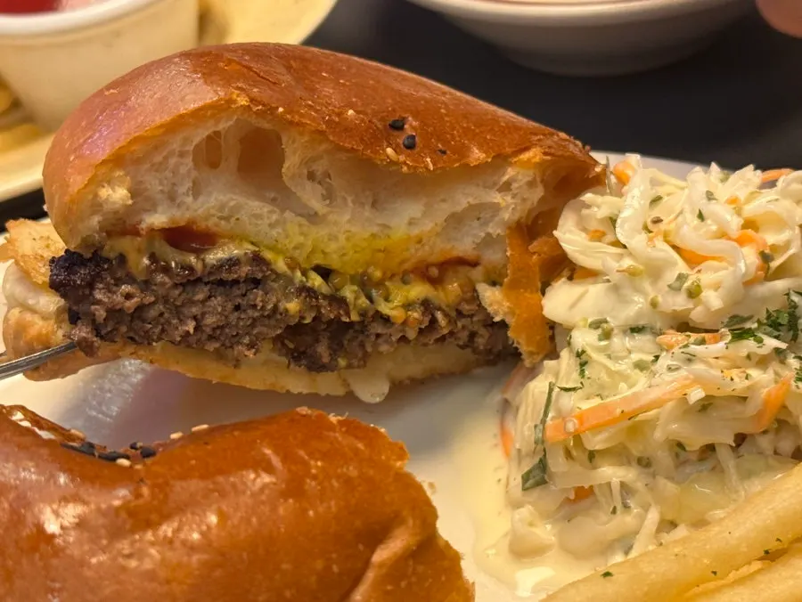 Bacon cheeseburger with a thick Korean beef patty