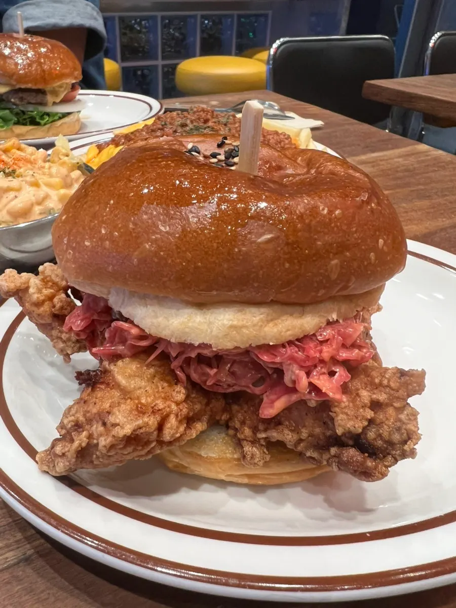 Chicken burger with a thick chicken patty