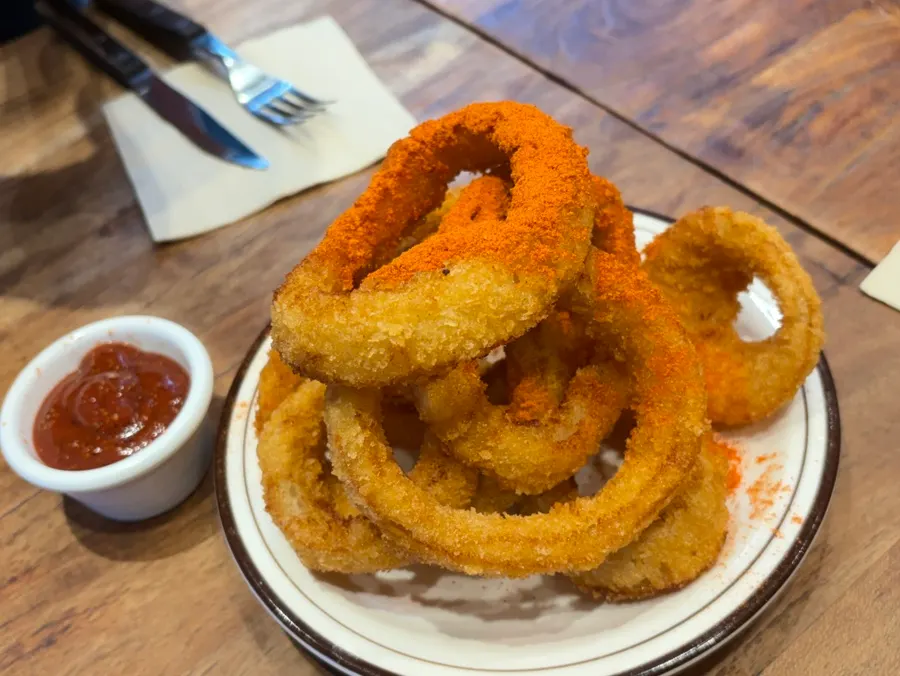 Plate of crispy onion rings