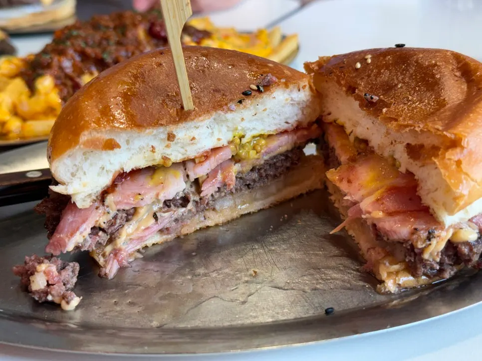 Bacon cheese burger with whole bacon at Daily Fix