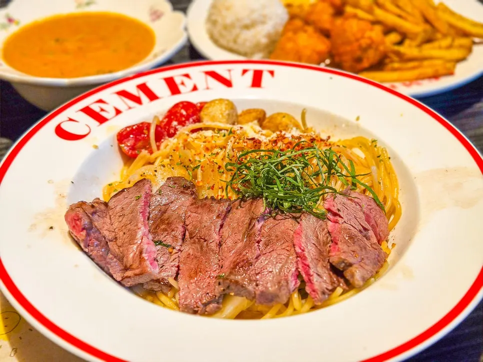 Family meal with four dishes