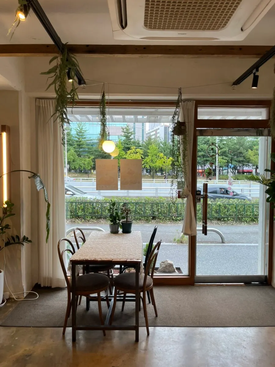 Overview of Dalke Dessert Cafe seating with wooden chairs