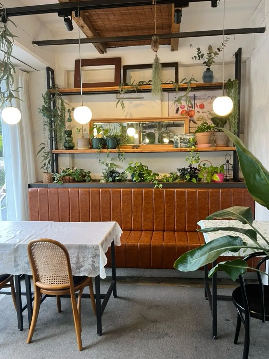 Table lighting and sofa seating
