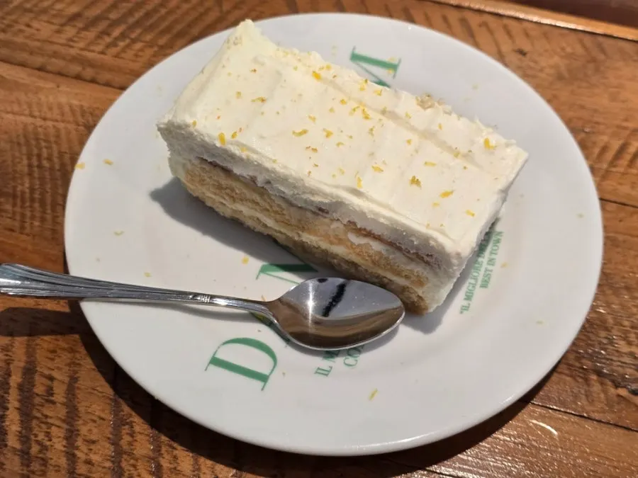 Lemon tiramisu served at the table