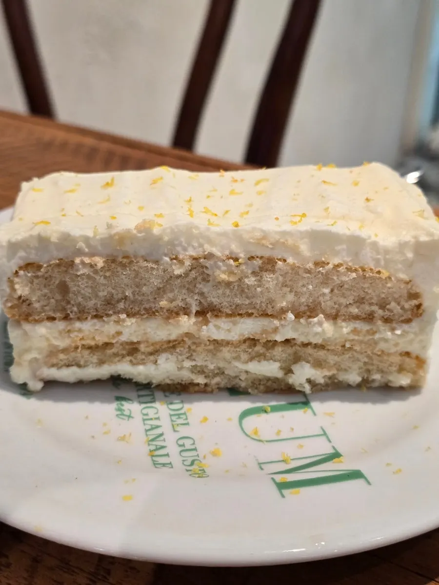 Cross-section of the lemon tiramisu and sponge