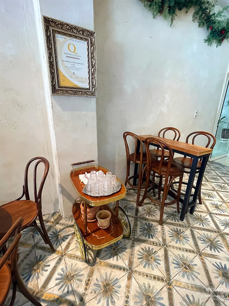 Entrance of Damgeum Gelato Misa Branch in soft, muted colors