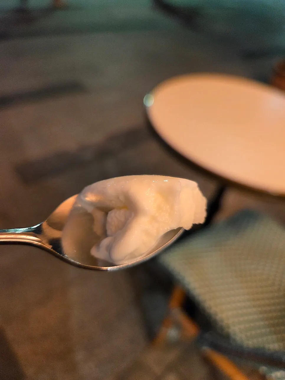 Close-up of the smooth-textured pure milk gelato
