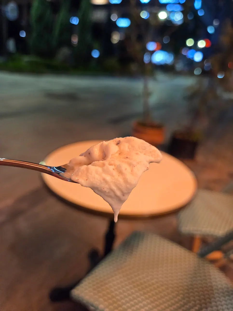 Stracciatella gelato studded with chocolate flecks