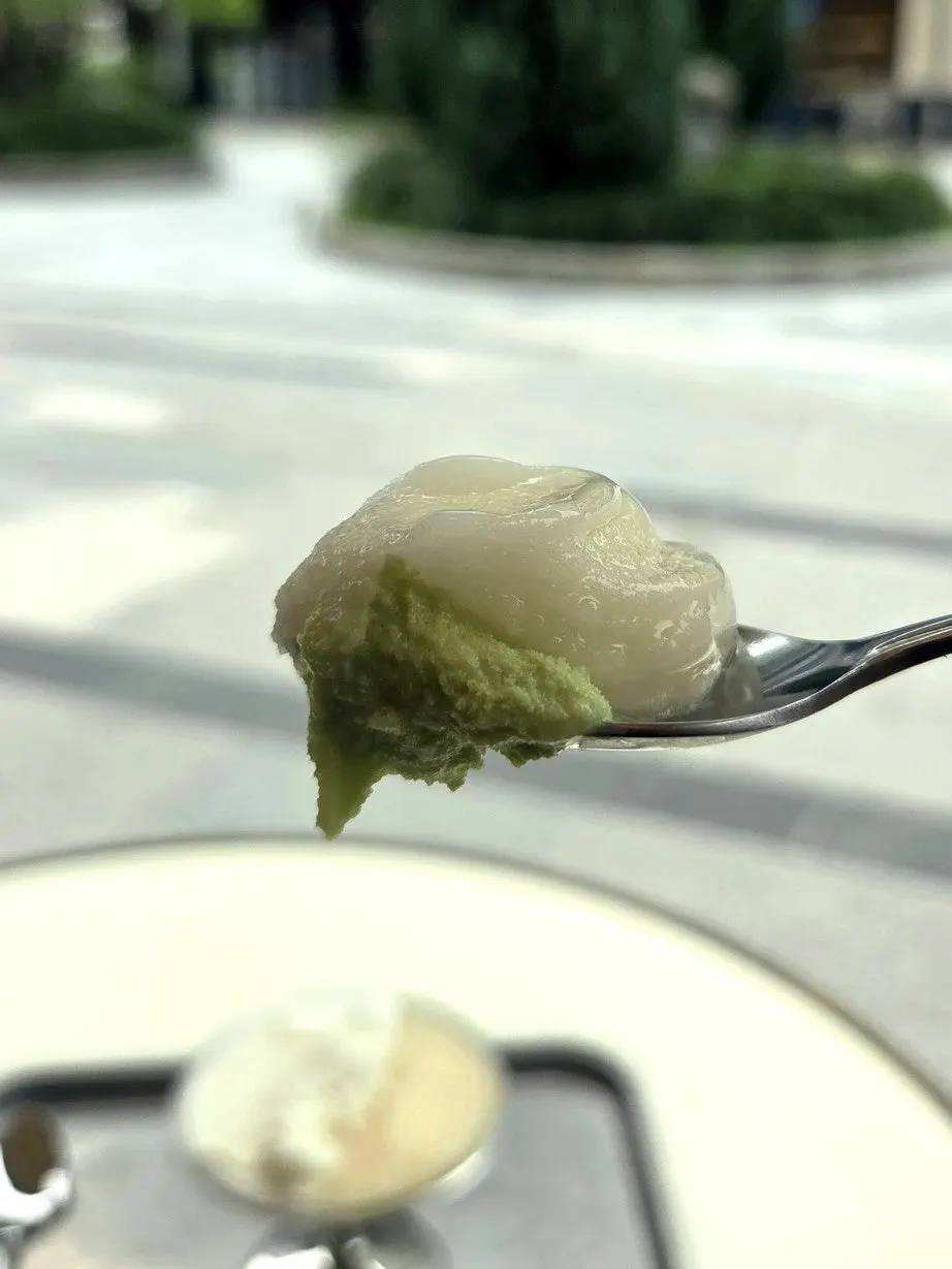 Gelato cup set on an outdoor table