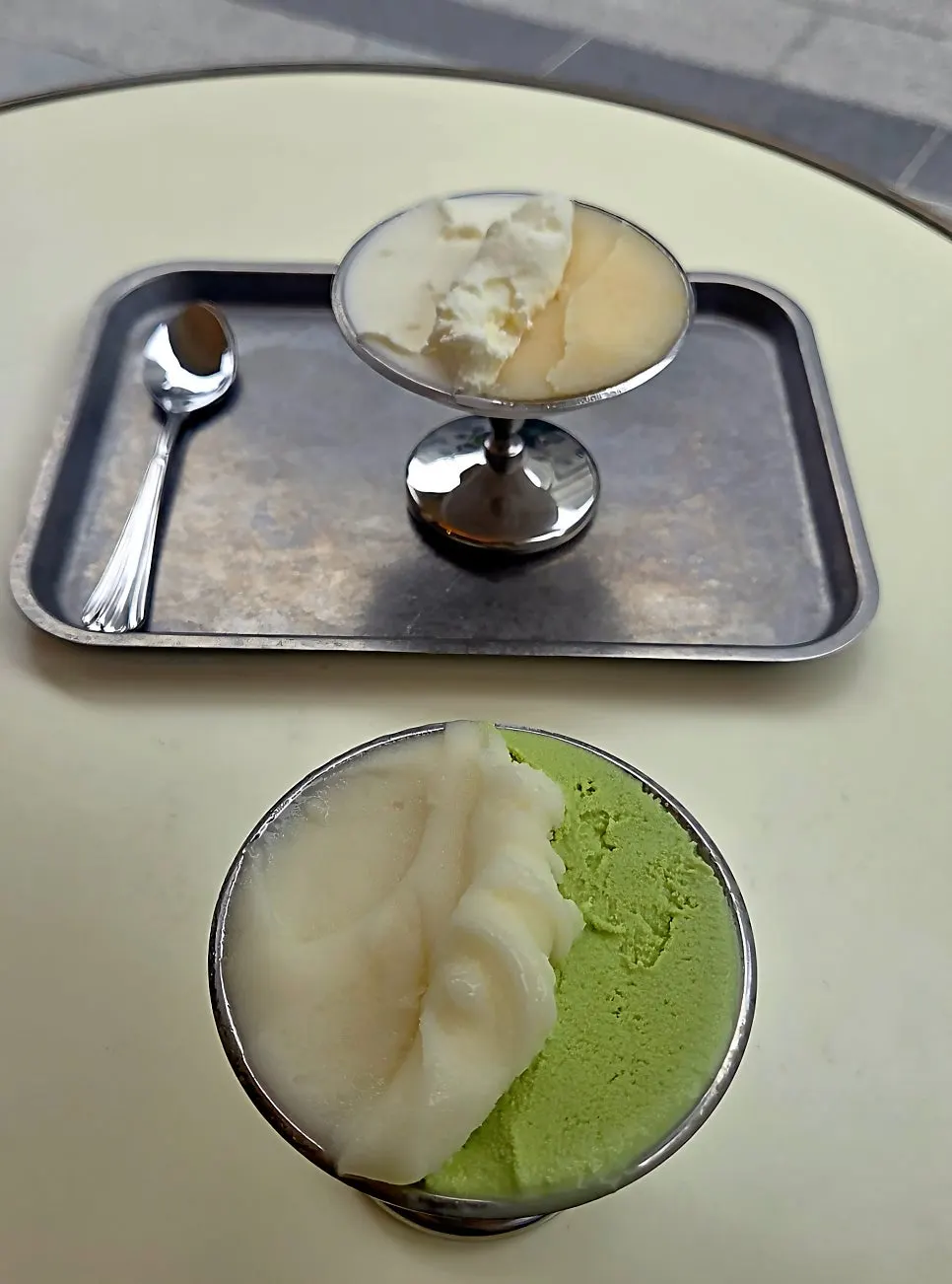 Spoon in sorbet and milk-based gelato
