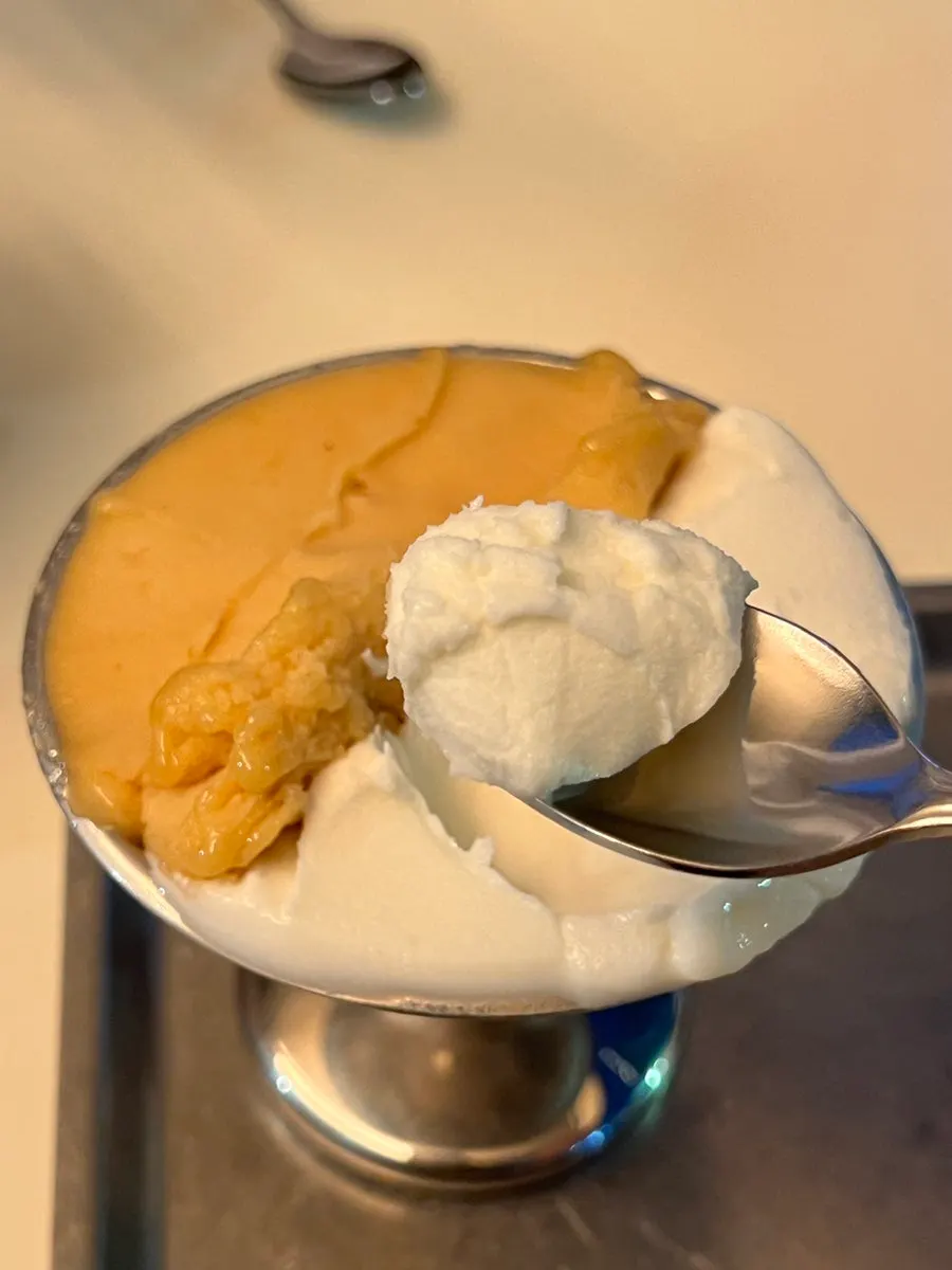 A cup of Icheon rice and peach flavor gelato