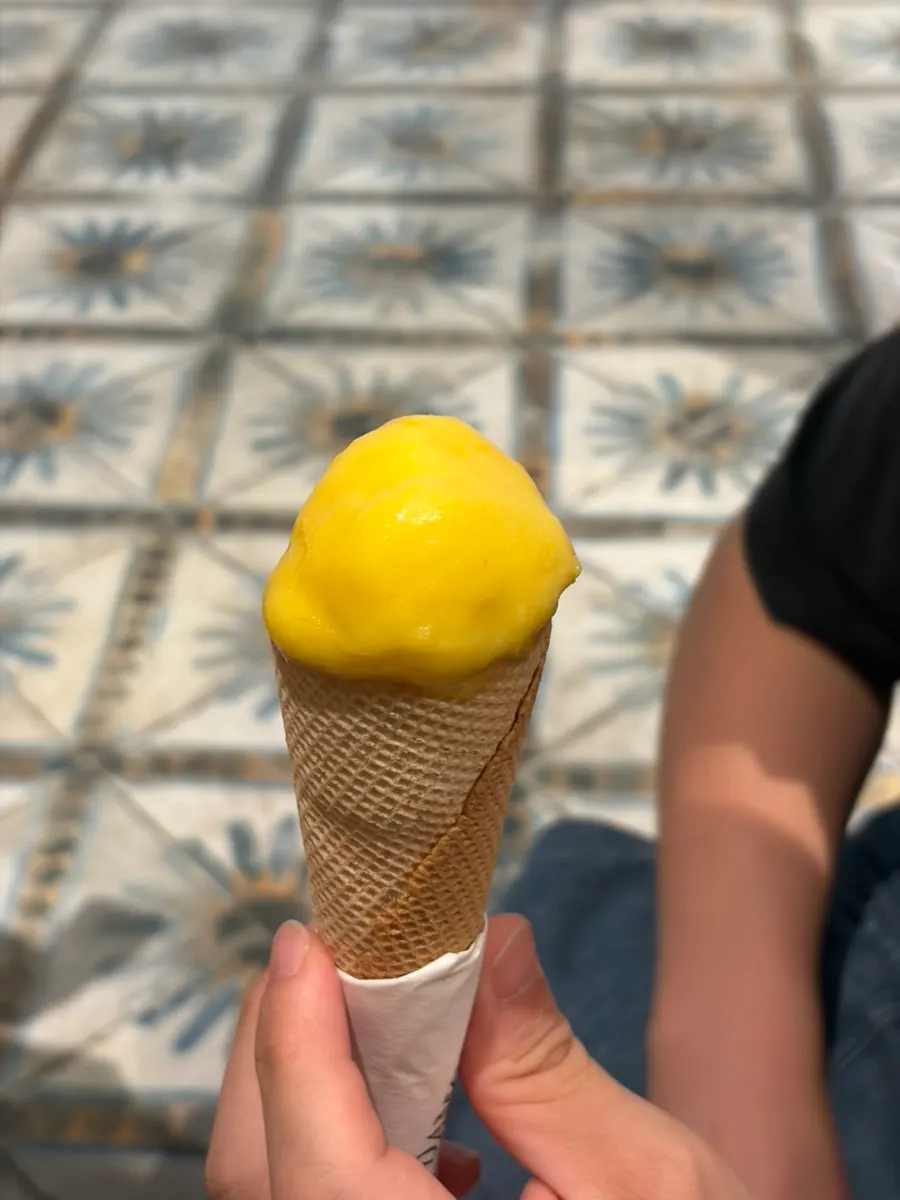 Gelato cup with several flavors together