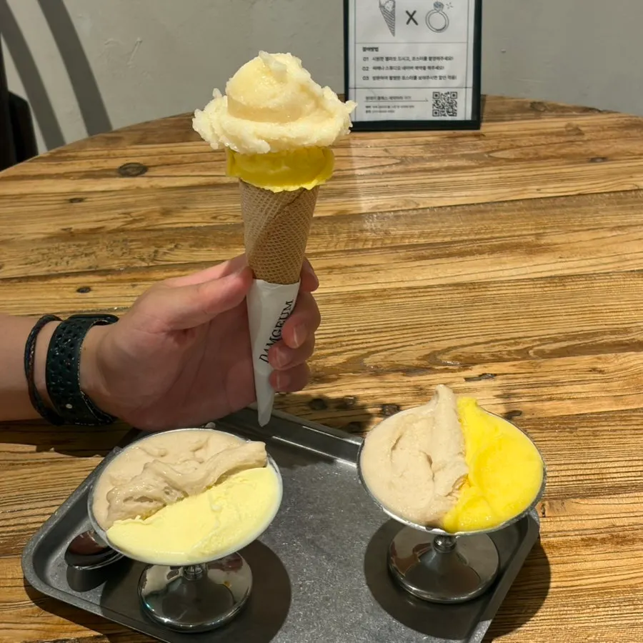 A soft-textured scoop of Damgeum Gelato