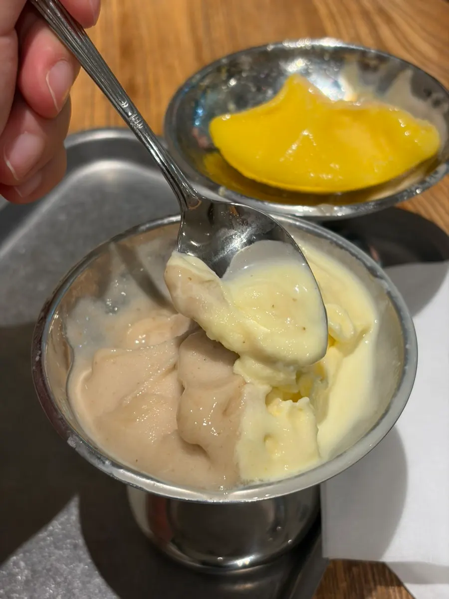 Holding a cup of gelato