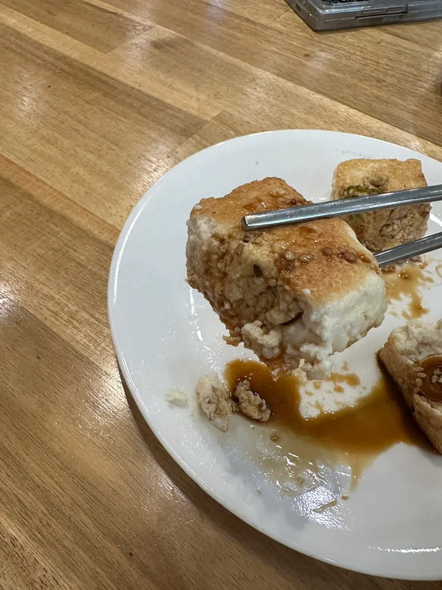 Portion of tofu steak plated