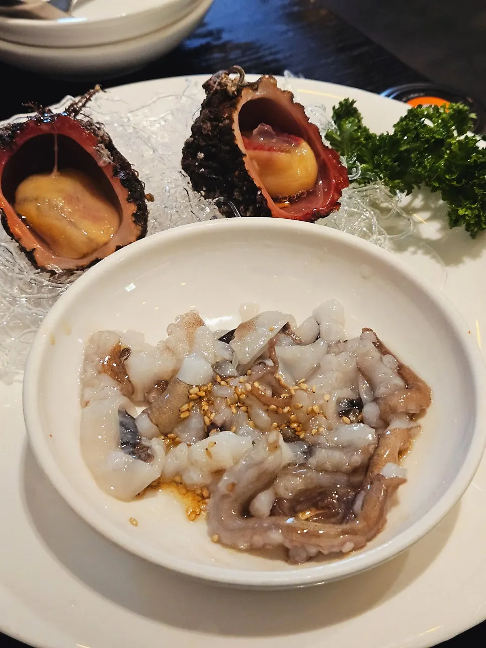 Clam soup and steamed egg at Damiseon